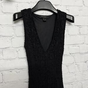 Revamped goth bohochic black lace deep V neck bodycon dress size XS
